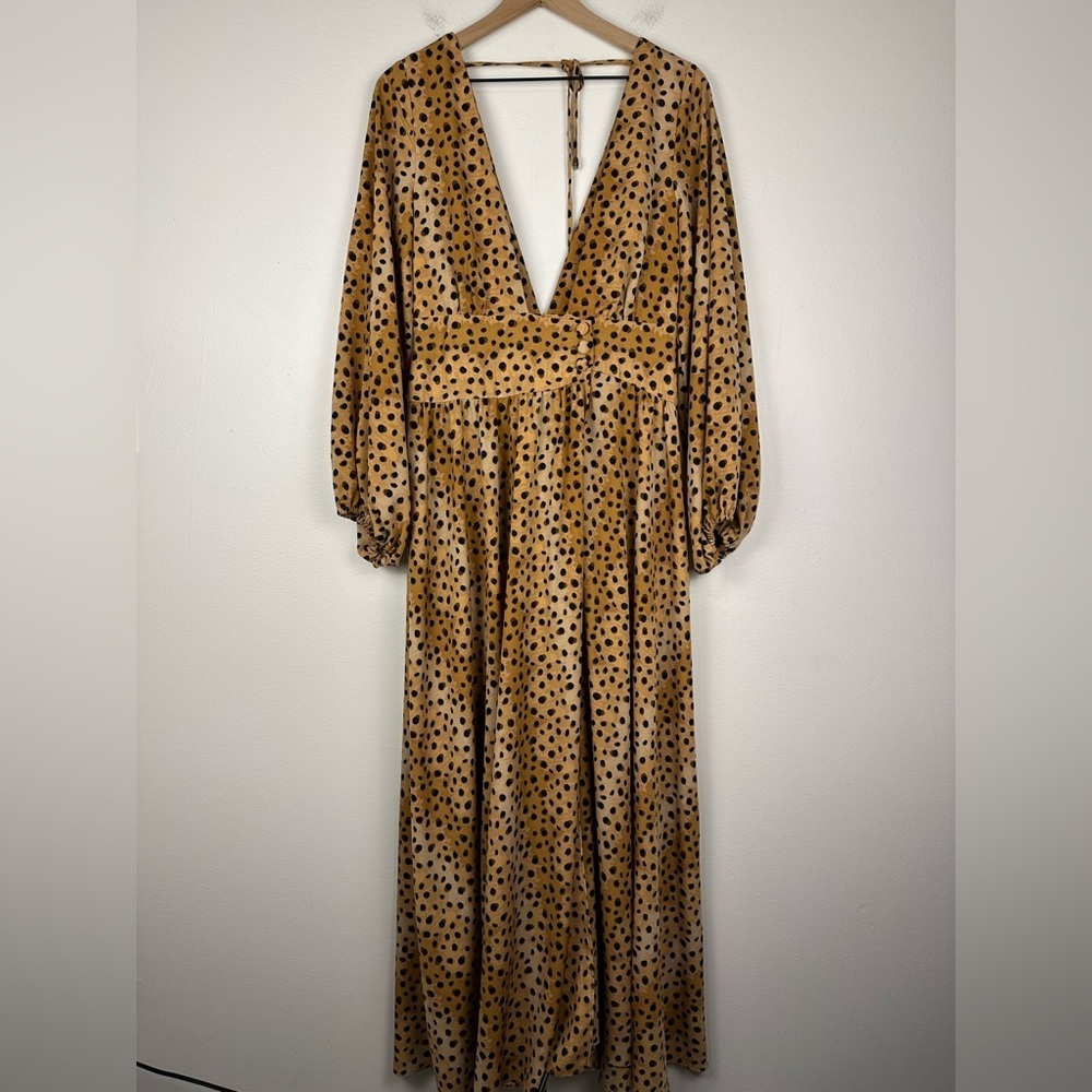 Free People Jayde Leopard Print Boho Maxi Dress‎ Sz 4 - Picture 2 of 9
